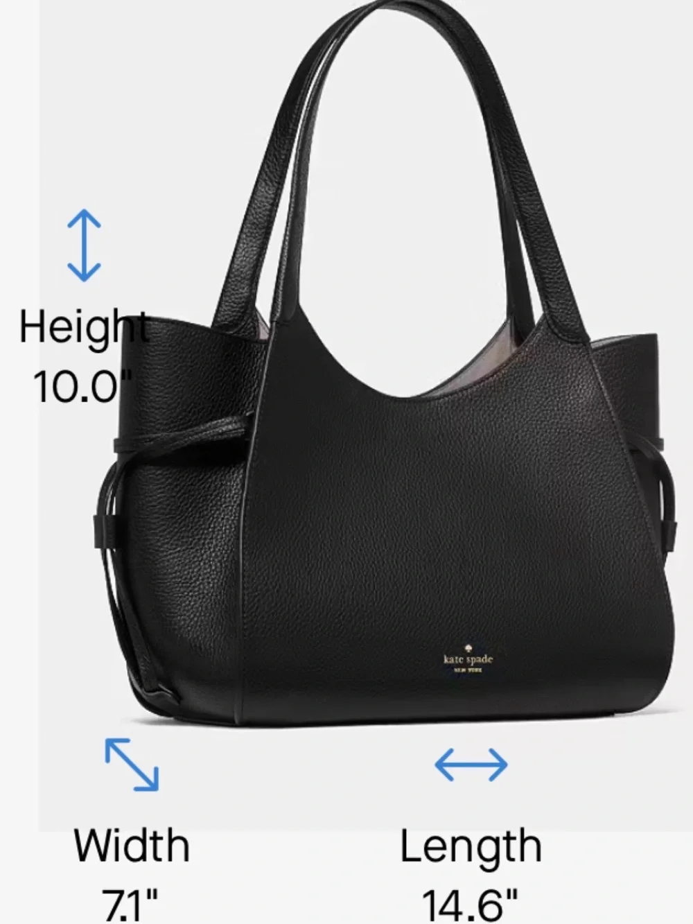 kate spade Black Pebbled Leather Tote with Gold Logo- NWT